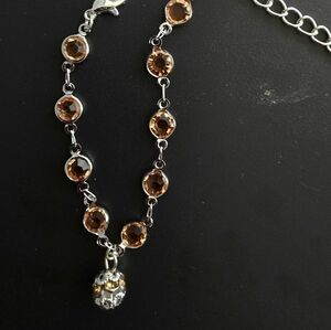 CHAMPAGNE BEZEL 1 SIZE DISCO RHINESTONE CHARM BRACELET DESIGNER ORIGINAL 1 LEFT